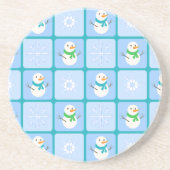 Winter Schneemann und Schneeflocken Getränkeuntersetzer (Vorne)
