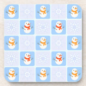 Winter Schneemann und Schneeflocken Getränkeuntersetzer (Vorderseite)