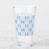 Winter Schneemann und Schneeflocken Glas (Vorderseite)