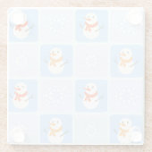 Winter Schneemann und Schneeflocken Glasuntersetzer (Rückseite)