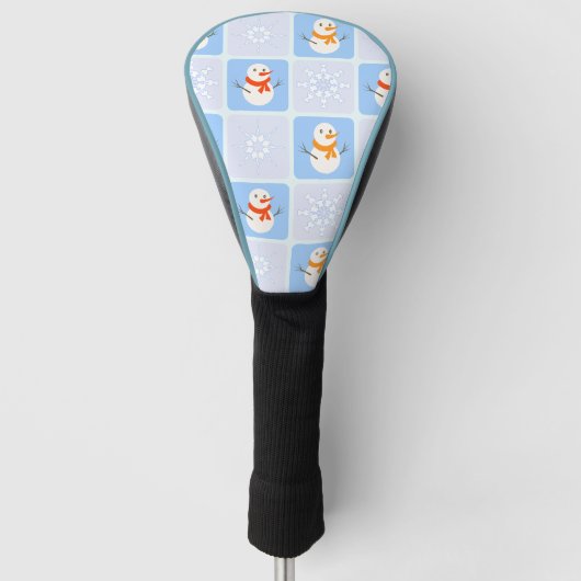 Winter Schneemann und Schneeflocken Golf Headcover (Vorderseite)