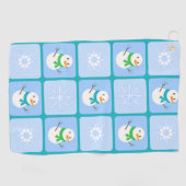 Winter Schneemann und Schneeflocken Golfhandtuch (Horizontal)