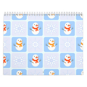 Winter Schneemann und Schneeflocken Kalender