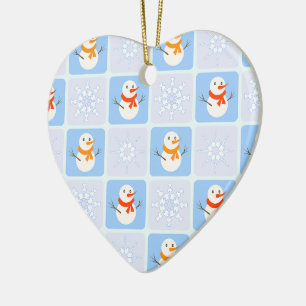 Winter Schneemann und Schneeflocken Keramik Ornament