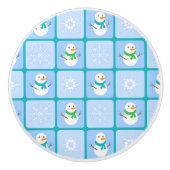 Winter Schneemann und Schneeflocken Keramikknauf (Vorderseite)