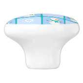 Winter Schneemann und Schneeflocken Keramikknauf (Seitenansicht)