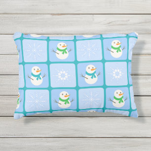 Winter Schneemann und Schneeflocken Kissen Für Draußen