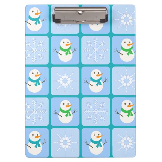 Winter Schneemann und Schneeflocken Klemmbrett (Vorderseite)