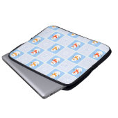Winter Schneemann und Schneeflocken Laptopschutzhülle (Vorne Knopf)