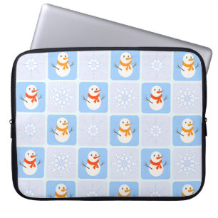 Winter Schneemann und Schneeflocken Laptopschutzhülle