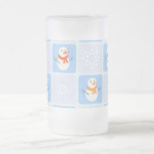 Winter Schneemann und Schneeflocken Mattglas Bierglas (Mittel)