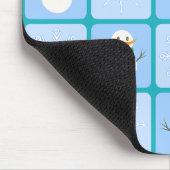 Winter Schneemann und Schneeflocken Mousepad (Ecke)