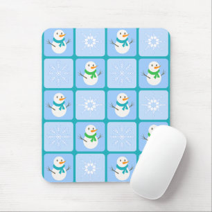 Winter Schneemann und Schneeflocken Mousepad