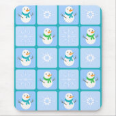 Winter Schneemann und Schneeflocken Mousepad (Vorne)