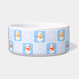 Winter Schneemann und Schneeflocken Napf