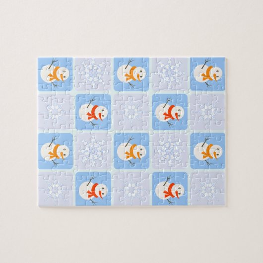 Winter Schneemann und Schneeflocken Puzzle (Horizontal)
