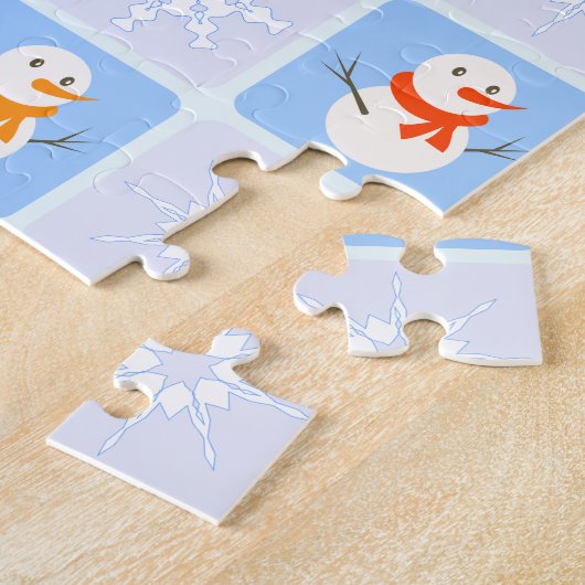 Winter Schneemann und Schneeflocken Puzzle (Seite)