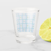 Winter Schneemann und Schneeflocken Schnapsglas (Rückseite)