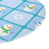 Winter Schneemann und Schneeflocken Schneidebrett (Ecke)
