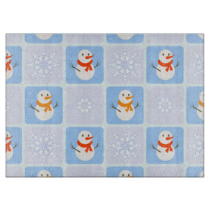 Winter Schneemann und Schneeflocken Schneidebrett