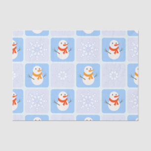 Winter Schneemann und Schneeflocken Seidenpapier