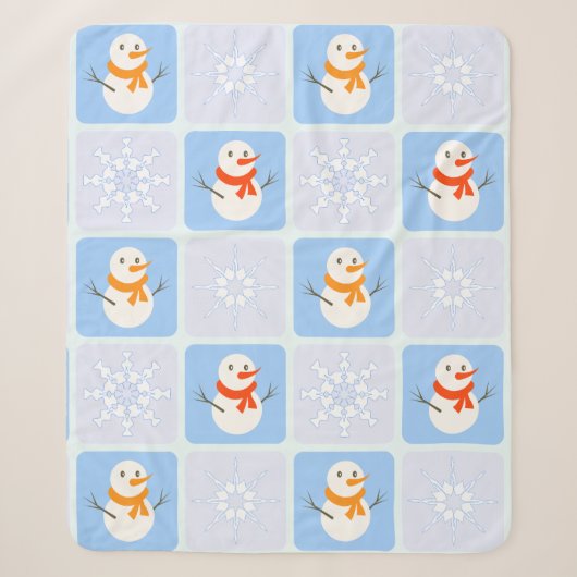 Winter Schneemann und Schneeflocken Sherpadecke (Vorderseite)