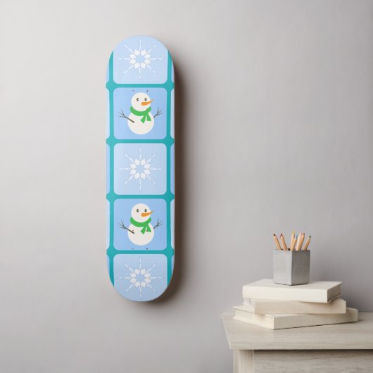 Winter Schneemann und Schneeflocken Skateboard (Wandkunst)