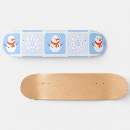 Winter Schneemann und Schneeflocken Skateboard (Horizontal)