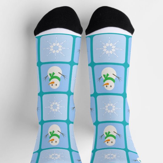 Winter Schneemann und Schneeflocken Socken (Oben)