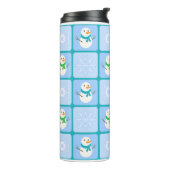 Winter Schneemann und Schneeflocken Thermosbecher (Nach links gedreht)