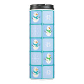 Winter Schneemann und Schneeflocken Thermosbecher (Rückseite)