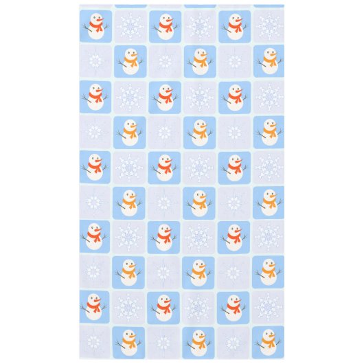 Winter Schneemann und Schneeflocken Tischdecke (Vorderseite)