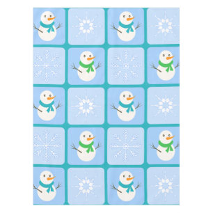 Winter Schneemann und Schneeflocken Tischdecke