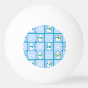 Winter Schneemann und Schneeflocken Tischtennisball