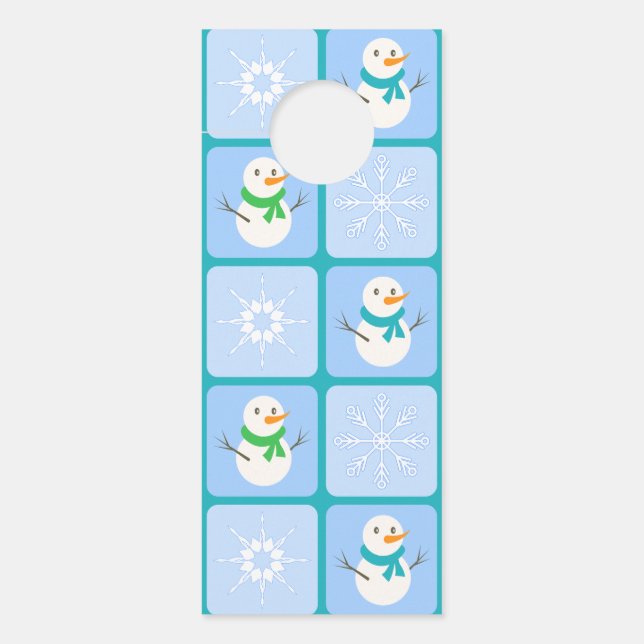 Winter Schneemann und Schneeflocken Türanhänger (Vorderseite)