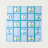 Winter Schneemann und Schneeflocken Wandteppich (Vorderseite (Horizontal))