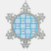 Winter Schneemann und Schneeflocken Zinn-Ornament (Vorderseite)