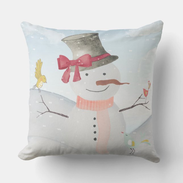 Winter-Schneemanntierschnee-Tierillustration Kissen (Vorderseite)