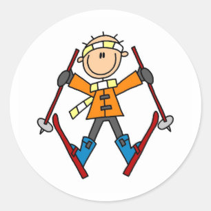 Winter-SchneeschSki Runder Aufkleber