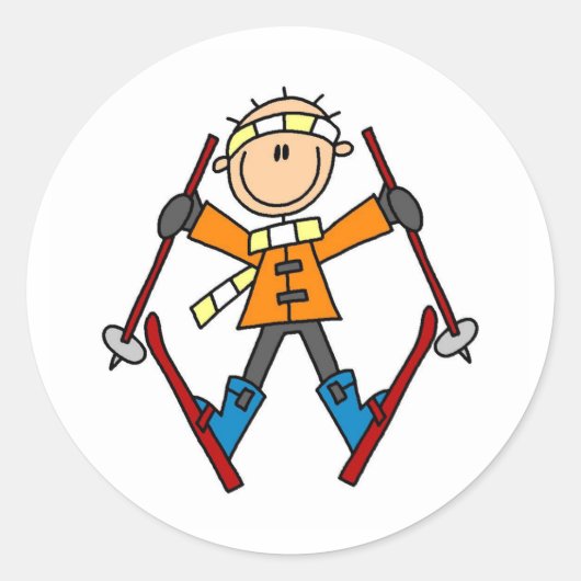 Winter-SchneeschSki Runder Aufkleber (Vorderseite)