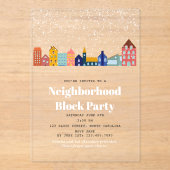 Winter-Schneeviertel-Blockparty Acryleinladungen (Vorderseite)