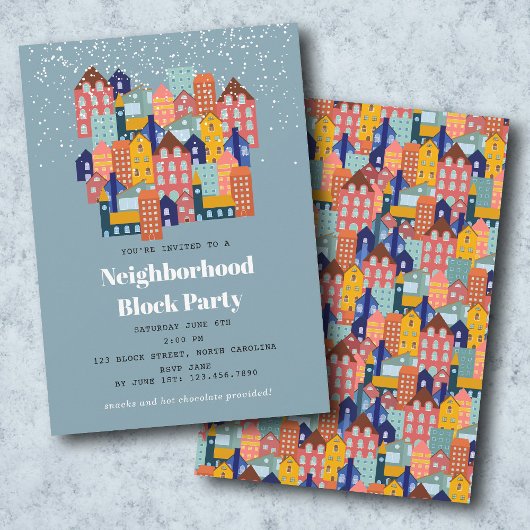 Winter-Schneeviertel-Blockparty Einladung