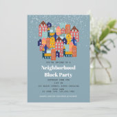 Winter-Schneeviertel-Blockparty Einladung (Stehend Vorderseite)