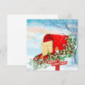 Winter-Schneevögel und rote Postbox-Weihnachtskart (Vorne/Hinten)