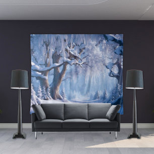 Winter Schneewald Baum Wandteppich Hintergrund