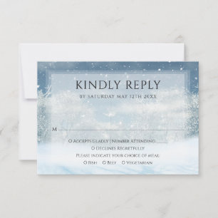 Winter-Schneewald-Hochzeit RSVP Karte