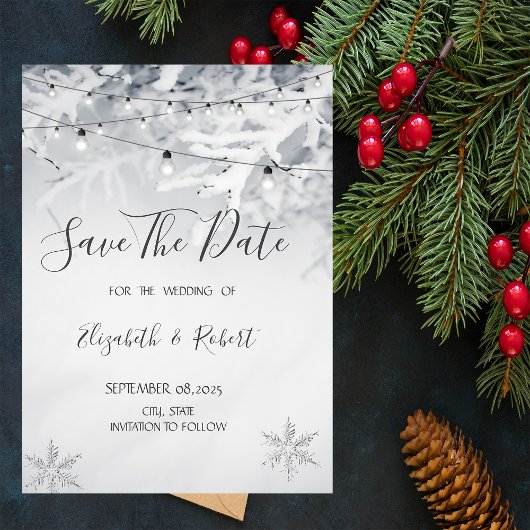 Winter Schneezweige Datum vormerken Save The Date