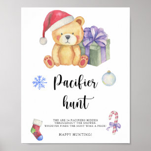Winter - Schnuller jagen Kinderduschenposter Poster