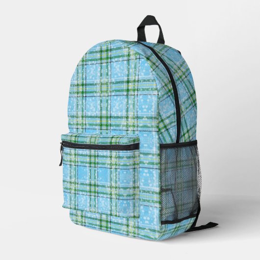 Winter-Schottenkaro-Design Bedruckter Rucksack (Rückseitige Ecke Rechts)