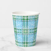 Winter-Schottenkaro-Design Pappbecher (Rückseite)
